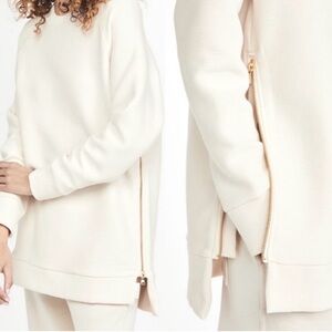 LIKE NEW Varley Manning Eggshell Ottoman Zip Side Sweatshirt